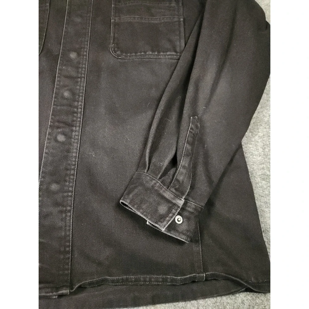 Harley Davidson Vintage 2003 Men Black Canvas Work Shirt Jacket Logo 96120-04VM